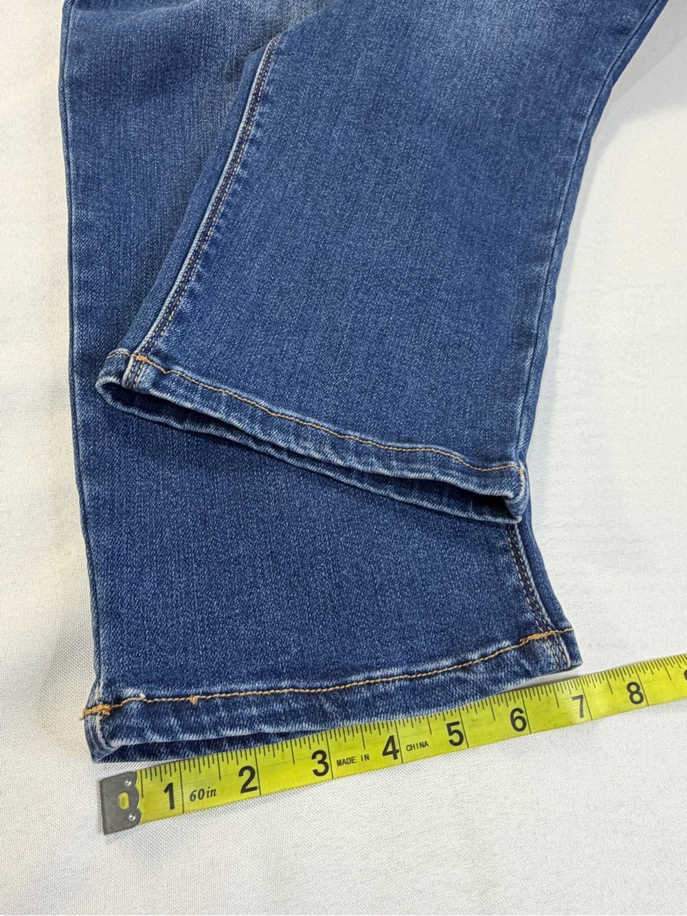 Risen Womens Sz 15 / 32 Straight Cropped High Rise Stretch Denim No Distress - Picture 8 of 11
